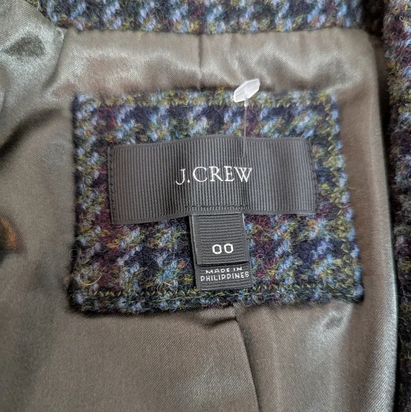 J. Crew. Houndstooth Regent Wool Blazer In Olive Amber Size 00 - Picture 6 of 12